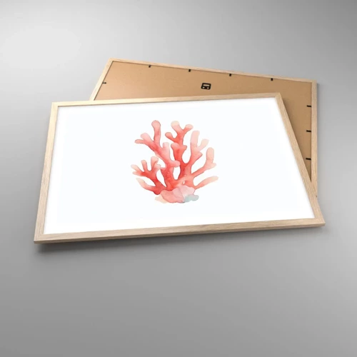 Een poster in een licht eiken lijst - Koraalkleurig koraal - 70x50 cm