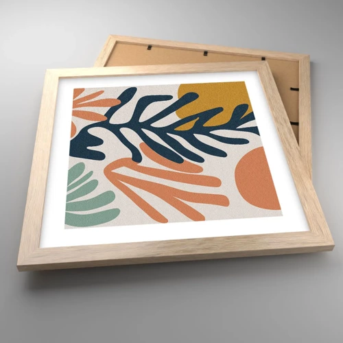 Een poster in een licht eiken lijst - Koraalzeeën - 30x30 cm