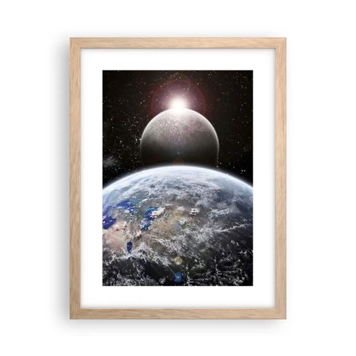 Een poster in een licht eiken lijst - Kosmisch landschap - zonsopgang - 30x40 cm