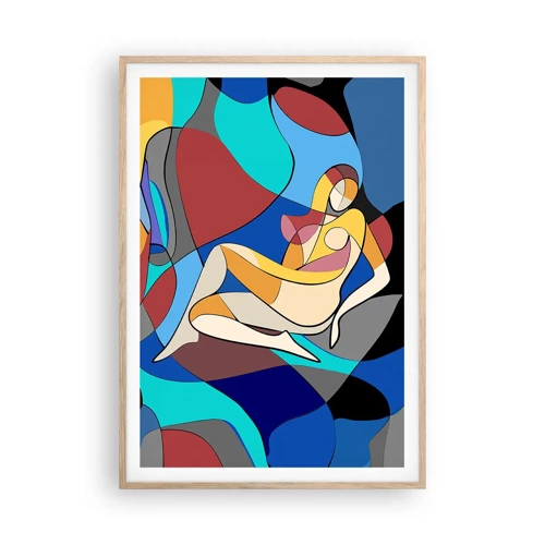 Een poster in een licht eiken lijst - Kubistisch naakt - 70x100 cm