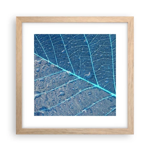 Een poster in een licht eiken lijst - Leven in blauw - 30x30 cm