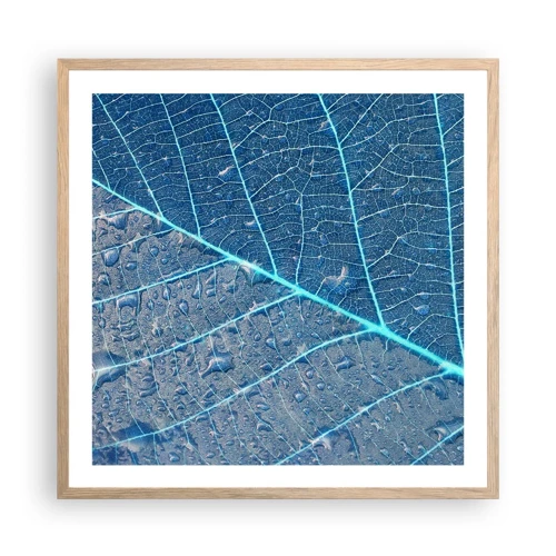 Een poster in een licht eiken lijst - Leven in blauw - 60x60 cm