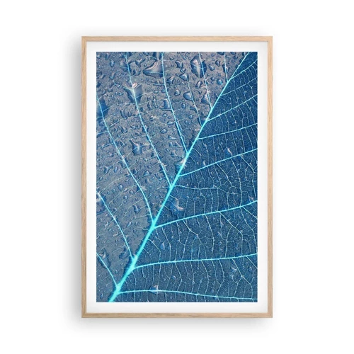 Een poster in een licht eiken lijst - Leven in blauw - 61x91 cm