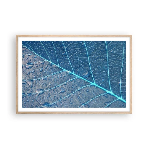 Een poster in een licht eiken lijst - Leven in blauw - 91x61 cm