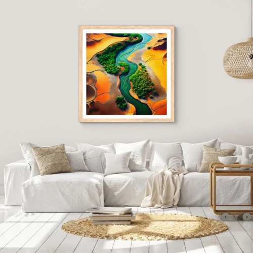 Een poster in een licht eiken lijst - Levengevende rivier - 40x40 cm