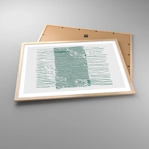 Een poster in een licht eiken lijst - Mariene abstractie - 70x50 cm