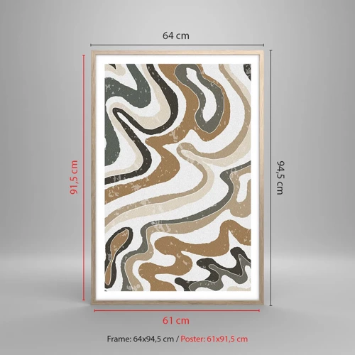 Een poster in een licht eiken lijst - Meanders van aardekleuren - 61x91 cm