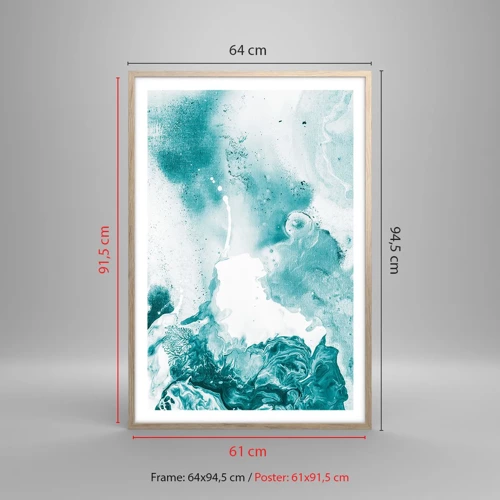 Een poster in een licht eiken lijst - Moerast van blauw - 61x91 cm