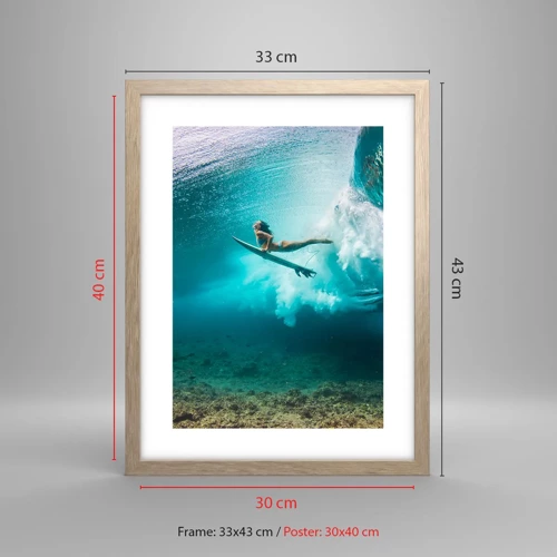 Een poster in een licht eiken lijst - Onderwaterwereld - 30x40 cm