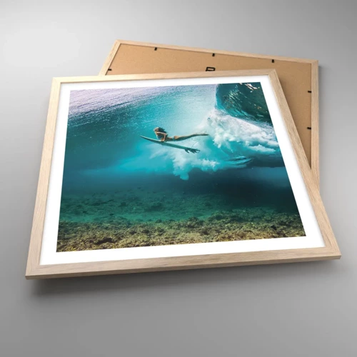 Een poster in een licht eiken lijst - Onderwaterwereld - 50x50 cm