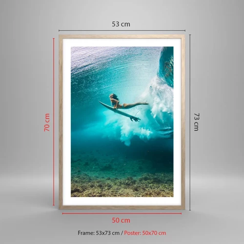 Een poster in een licht eiken lijst - Onderwaterwereld - 50x70 cm