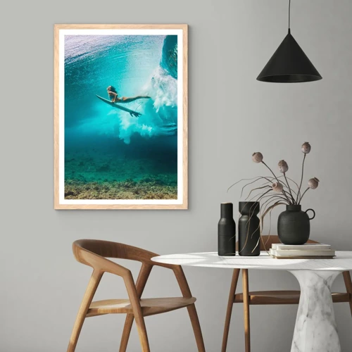 Een poster in een licht eiken lijst - Onderwaterwereld - 70x100 cm