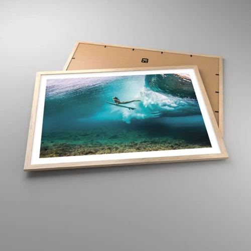 Een poster in een licht eiken lijst - Onderwaterwereld - 70x50 cm