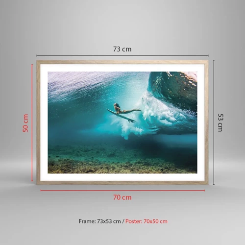 Een poster in een licht eiken lijst - Onderwaterwereld - 70x50 cm