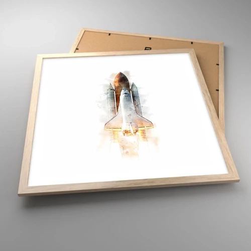 Een poster in een licht eiken lijst - Ontdekkingsreizigers, aan de slag - 50x50 cm