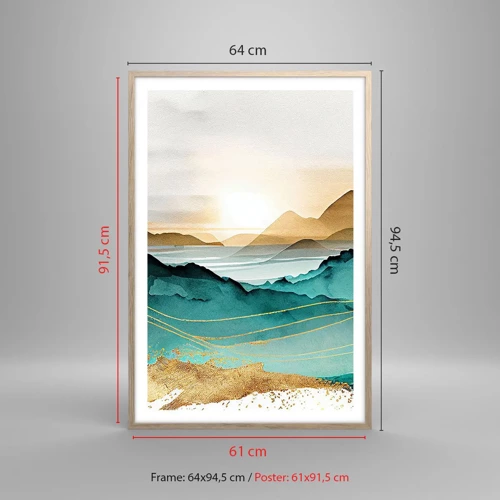 Een poster in een licht eiken lijst - Op de rand van abstractie – landschap - 61x91 cm