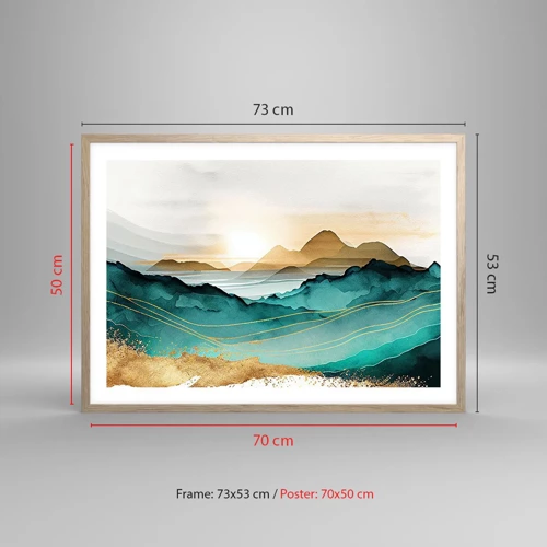 Een poster in een licht eiken lijst - Op de rand van abstractie – landschap - 70x50 cm