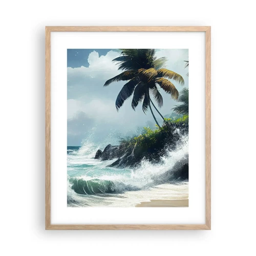 Een poster in een licht eiken lijst - Op een tropische kust - 40x50 cm