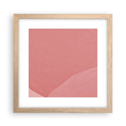 Een poster in een licht eiken lijst - Organische compositie in roze - 30x30 cm