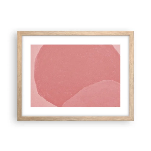 Een poster in een licht eiken lijst - Organische compositie in roze - 40x30 cm