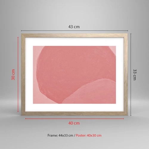 Een poster in een licht eiken lijst - Organische compositie in roze - 40x30 cm