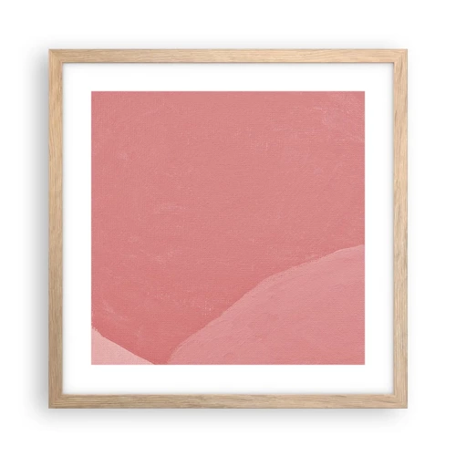 Een poster in een licht eiken lijst - Organische compositie in roze - 40x40 cm
