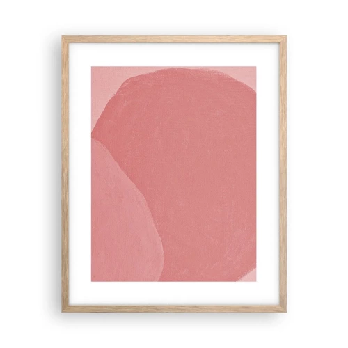Een poster in een licht eiken lijst - Organische compositie in roze - 40x50 cm