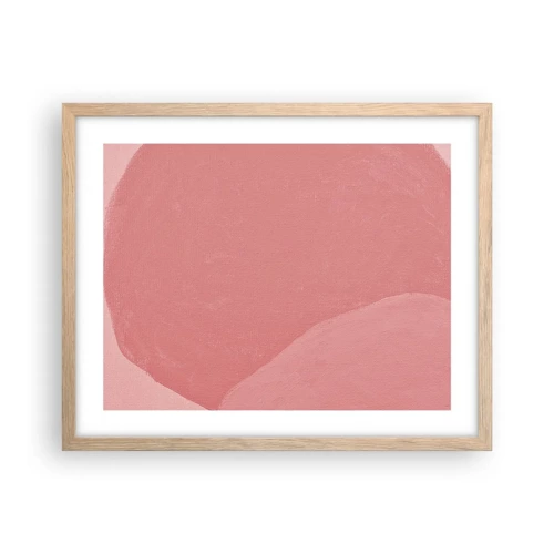 Een poster in een licht eiken lijst - Organische compositie in roze - 50x40 cm