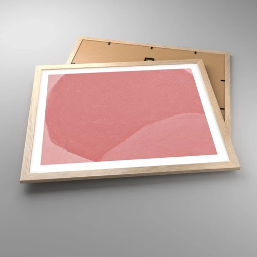 Een poster in een licht eiken lijst - Organische compositie in roze - 50x40 cm