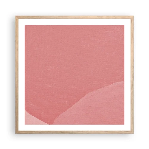 Een poster in een licht eiken lijst - Organische compositie in roze - 60x60 cm