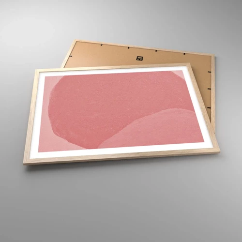 Een poster in een licht eiken lijst - Organische compositie in roze - 70x50 cm