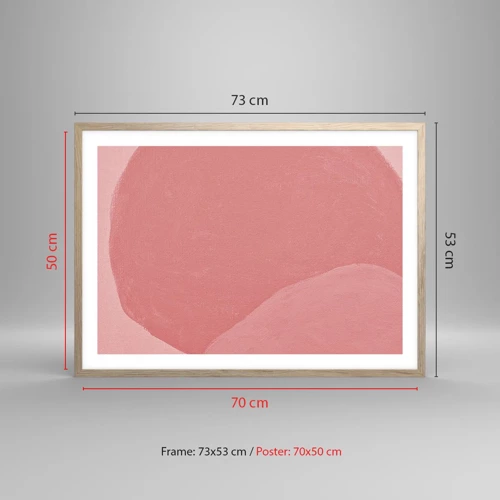 Een poster in een licht eiken lijst - Organische compositie in roze - 70x50 cm