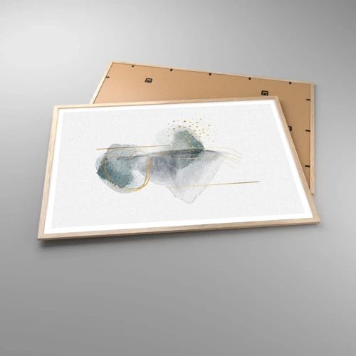 Een poster in een licht eiken lijst - Over de relatie tussen grijs en goud - 100x70 cm