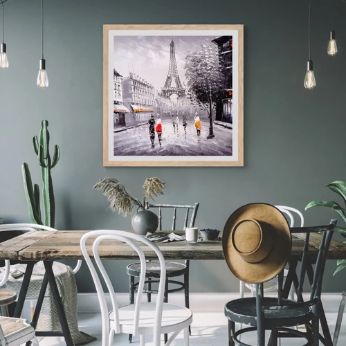 Een poster in een licht eiken lijst - Parijs wandeling - 50x50 cm