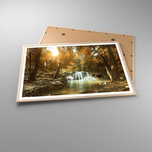 Een poster in een licht eiken lijst - Park cascade - 100x70 cm