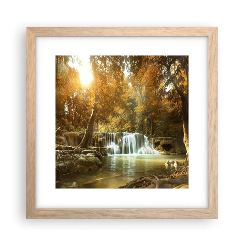 Een poster in een licht eiken lijst - Park cascade - 30x30 cm