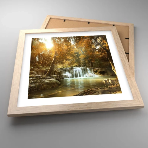 Een poster in een licht eiken lijst - Park cascade - 30x30 cm