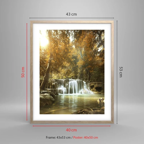 Een poster in een licht eiken lijst - Park cascade - 40x50 cm