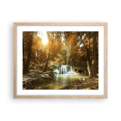 Een poster in een licht eiken lijst - Park cascade - 50x40 cm