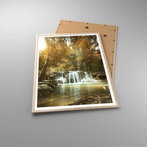 Een poster in een licht eiken lijst - Park cascade - 70x100 cm