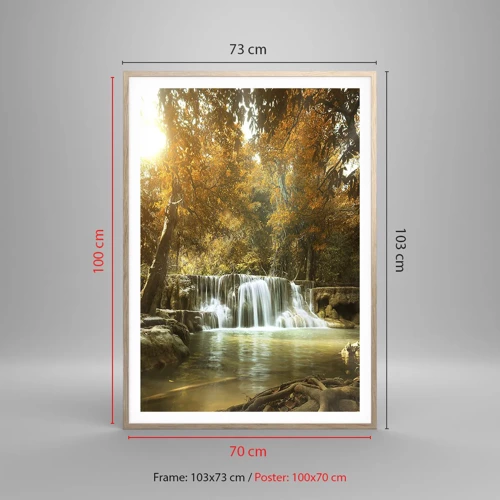 Een poster in een licht eiken lijst - Park cascade - 70x100 cm