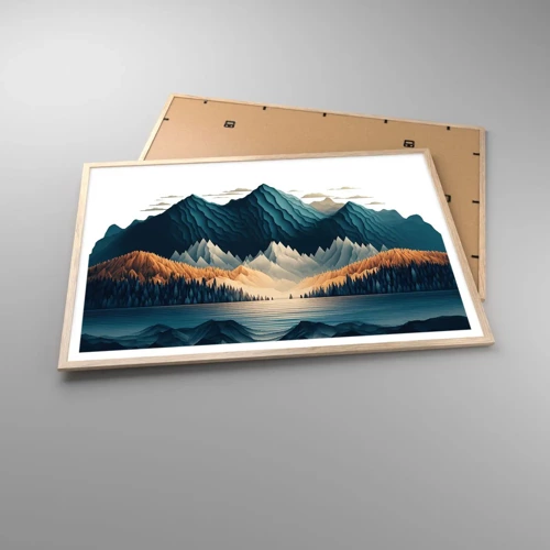 Een poster in een licht eiken lijst - Perfect berglandschap - 100x70 cm