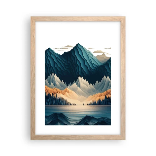 Een poster in een licht eiken lijst - Perfect berglandschap - 30x40 cm