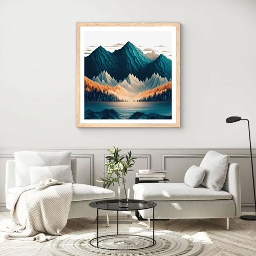 Een poster in een licht eiken lijst - Perfect berglandschap - 50x50 cm