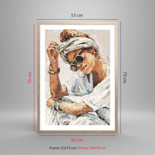 Een poster in een licht eiken lijst - Portret in de volle zon - 50x70 cm