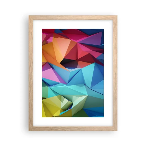 Een poster in een licht eiken lijst - Regenboog origami - 30x40 cm