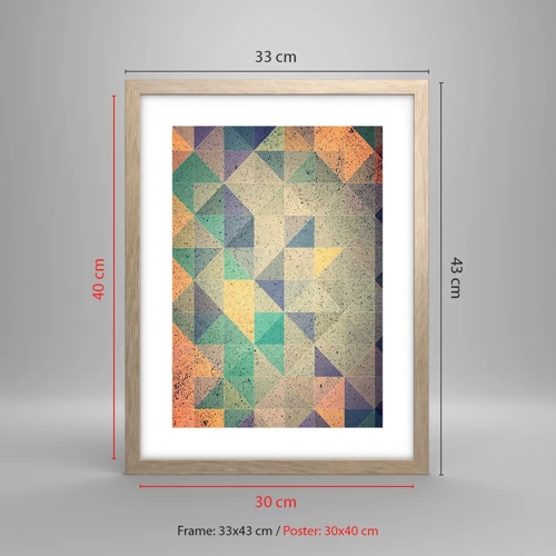 Een poster in een licht eiken lijst - Republiek van driehoeken - 30x40 cm