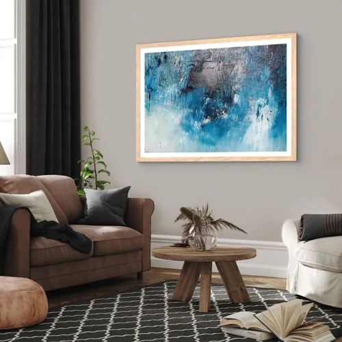 Een poster in een licht eiken lijst - Rhapsody in Blauw - 40x30 cm