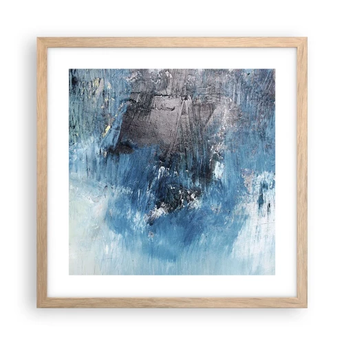 Een poster in een licht eiken lijst - Rhapsody in Blauw - 40x40 cm