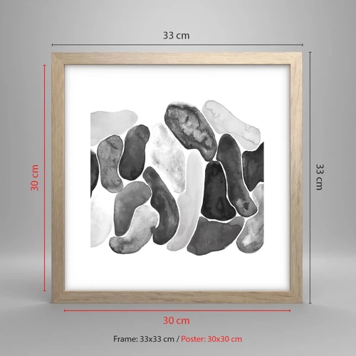 Een poster in een licht eiken lijst - Rotsachtige abstractie - 30x30 cm